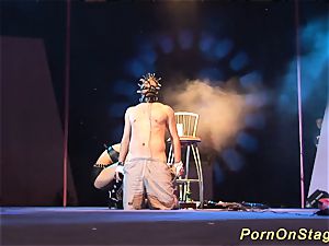 crazy fetish needle flash on stage